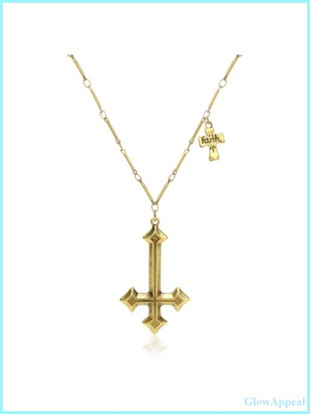 Inverted Cross Pendant Necklace 18K Gold Plated Gothic Unisex Jewelry